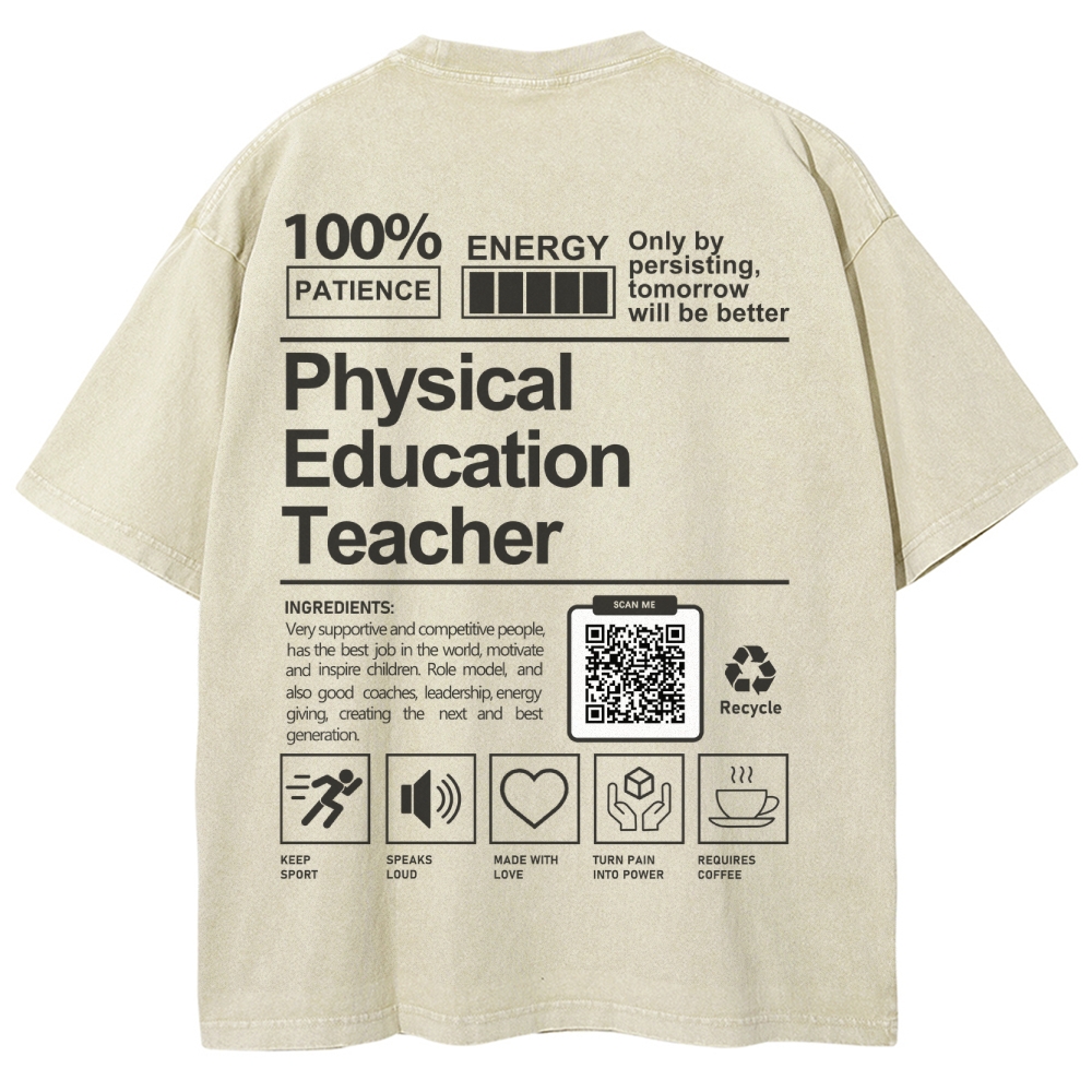 Physical Education Teacher Addcustom QR Code Unisex Fit Washed T-Shirt