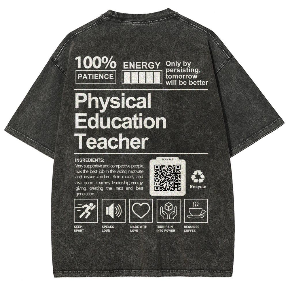 Physical Education Teacher Addcustom QR Code Unisex Fit Washed T-Shirt