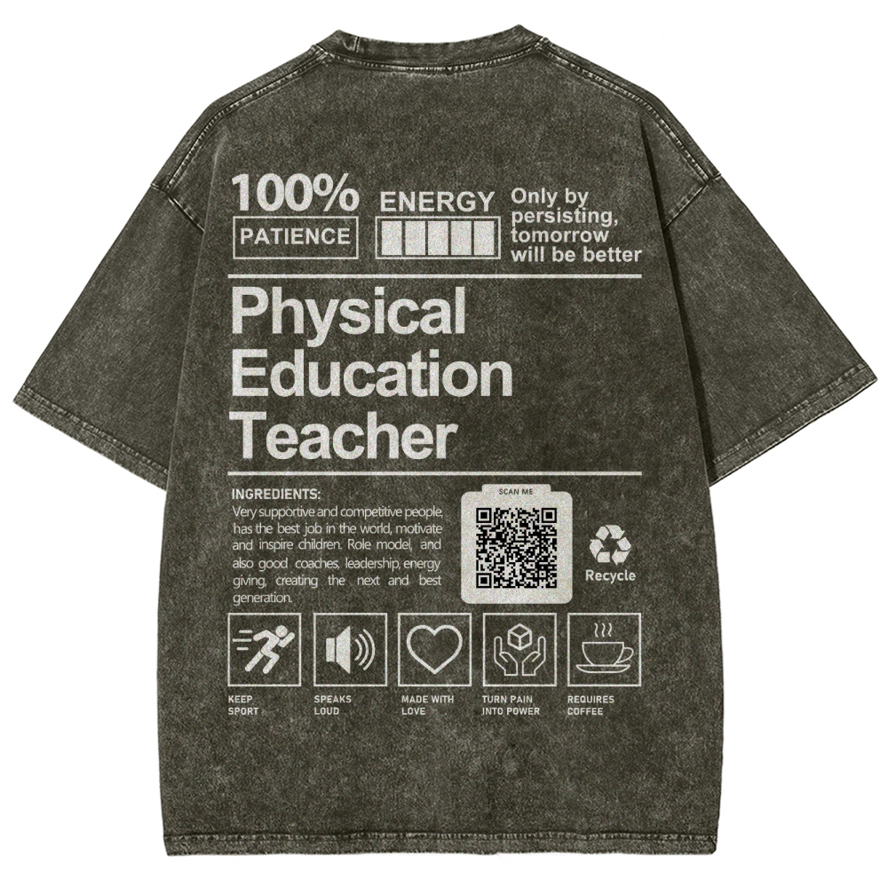 Physical Education Teacher Addcustom QR Code Unisex Fit Washed T-Shirt