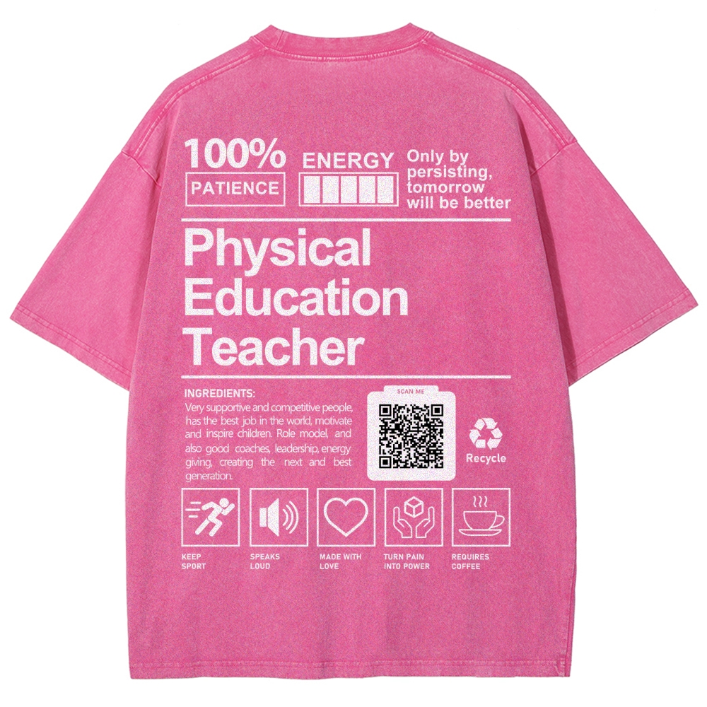 Physical Education Teacher Addcustom QR Code Unisex Fit Washed T-Shirt