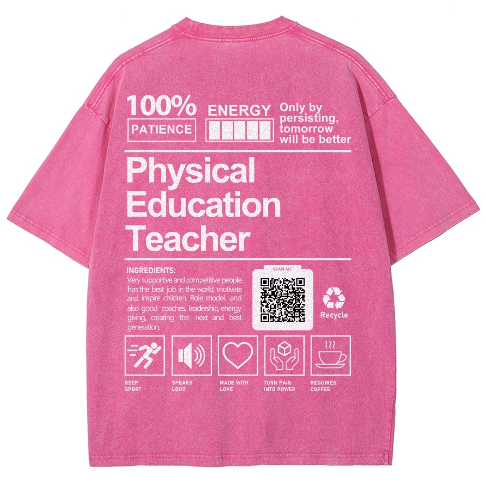 Physical Education Teacher Addcustom QR Code Unisex Fit Washed T-Shirt