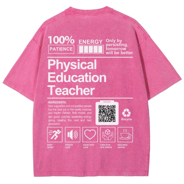 Physical Education Teacher Addcustom QR Code Unisex Fit Washed T-Shirt