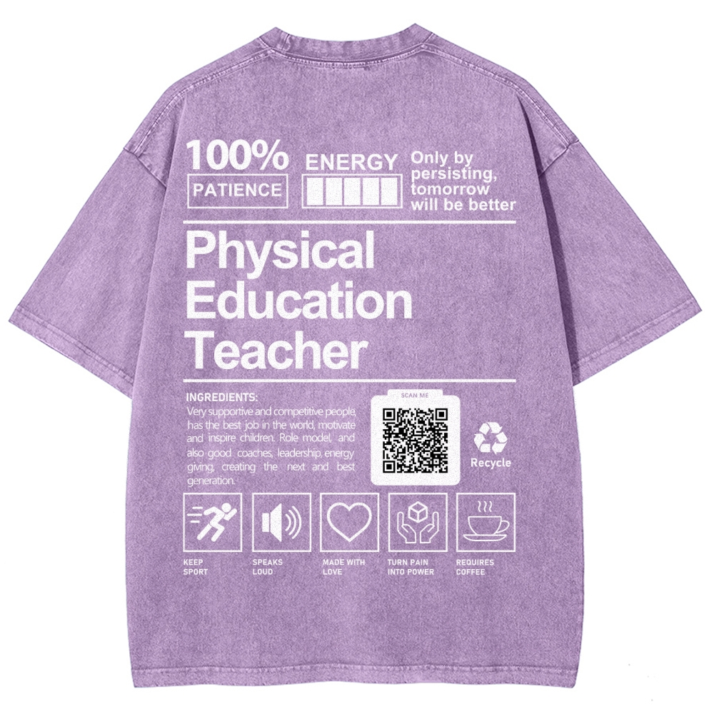 Physical Education Teacher Addcustom QR Code Unisex Fit Washed T-Shirt