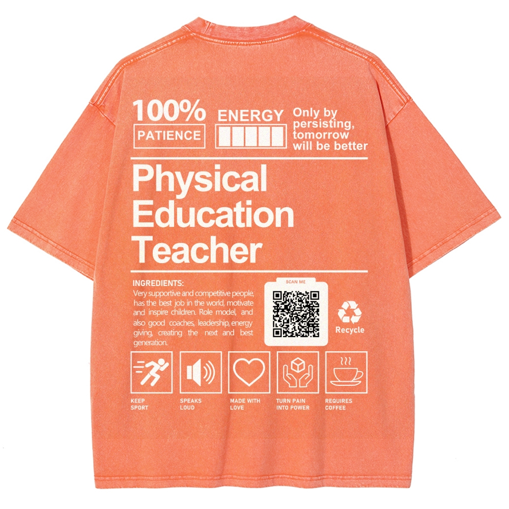 Physical Education Teacher Addcustom QR Code Unisex Fit Washed T-Shirt