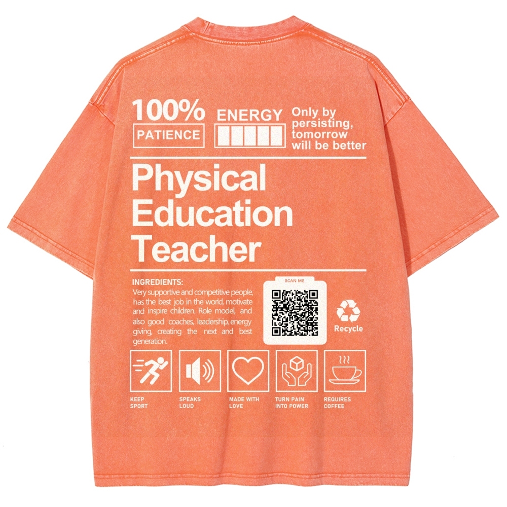 Physical Education Teacher Addcustom QR Code Unisex Fit Washed T-Shirt