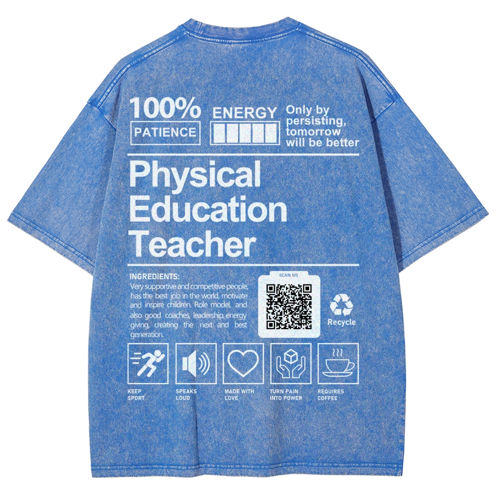 Physical Education Teacher Addcustom QR Code Unisex Fit Washed T-Shirt