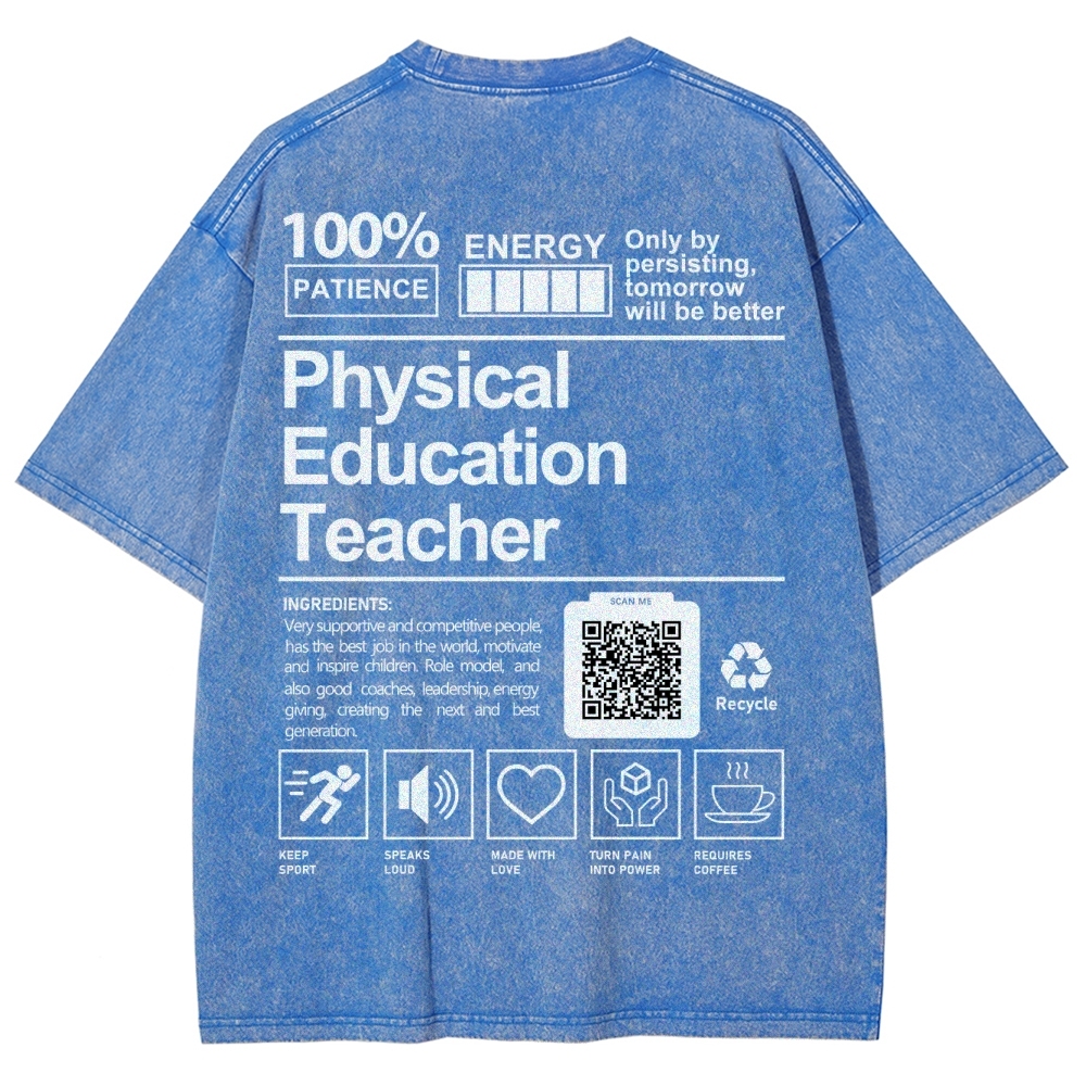 Physical Education Teacher Addcustom QR Code Unisex Fit Washed T-Shirt