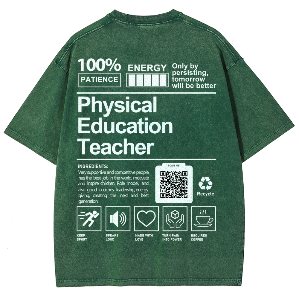 Physical Education Teacher Addcustom QR Code Unisex Fit Washed T-Shirt