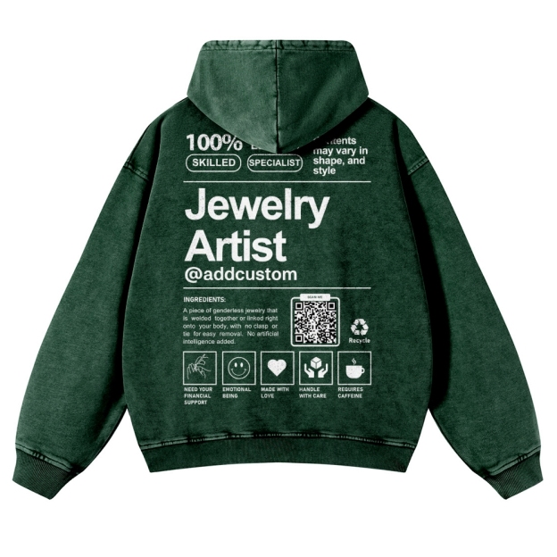Jewelry Artist Addcustom QR Code Name Casual Washed Hoodie Customscool