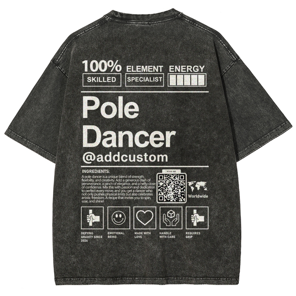 Pole Dancer Addcustom QR Code Unisex Fit Washed T-Shirt Customscool