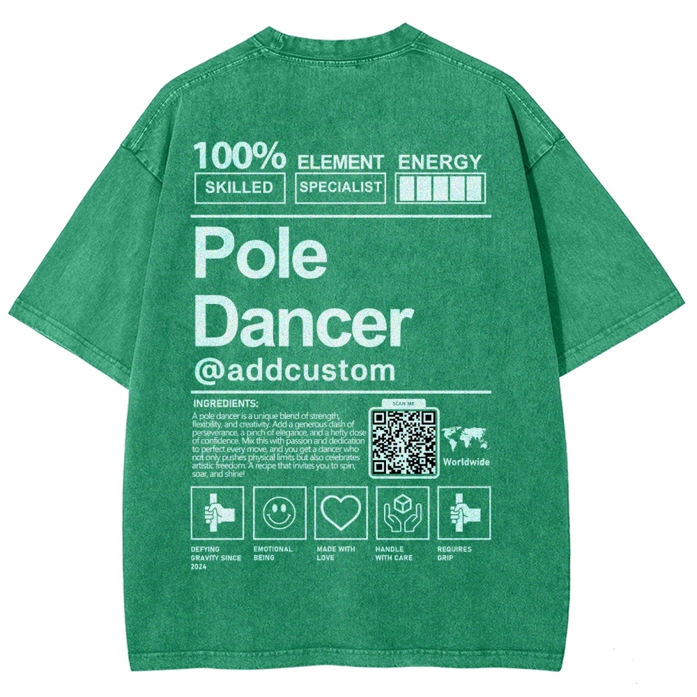 Pole Dancer Addcustom QR Code Unisex Fit Washed T-Shirt Customscool