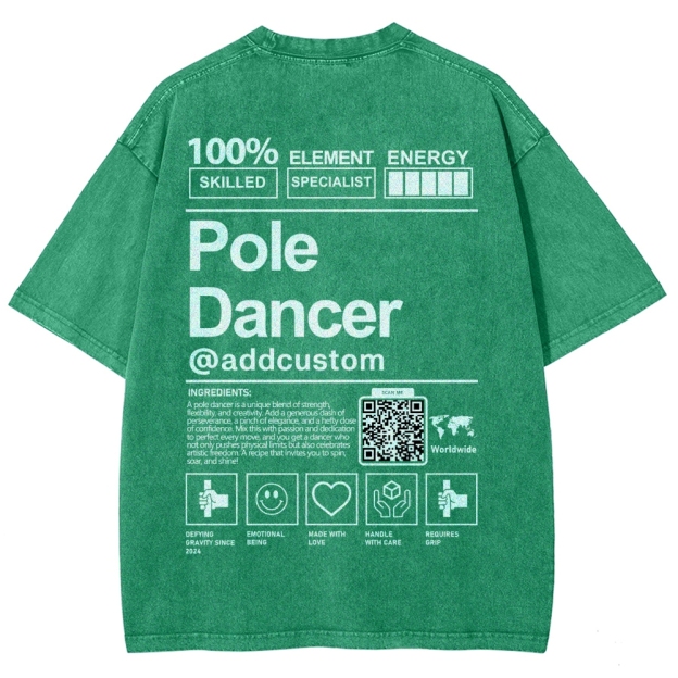 Pole Dancer Addcustom QR Code Unisex Fit Washed T-Shirt Customscool