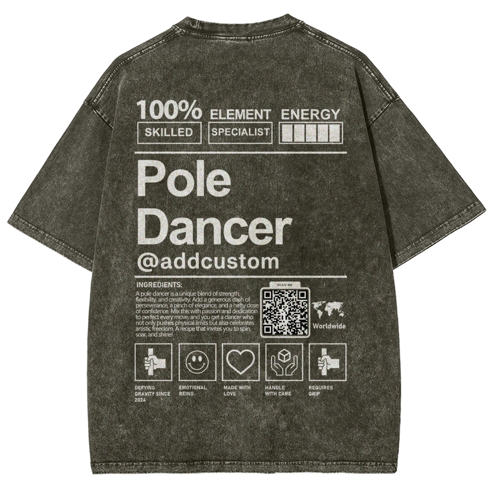 Pole Dancer Addcustom QR Code Unisex Fit Washed T-Shirt Customscool