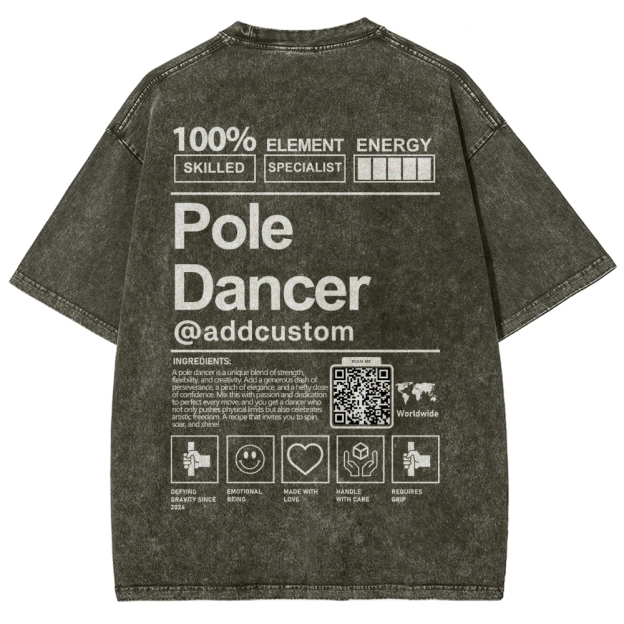 Pole Dancer Addcustom QR Code Unisex Fit Washed T-Shirt Customscool