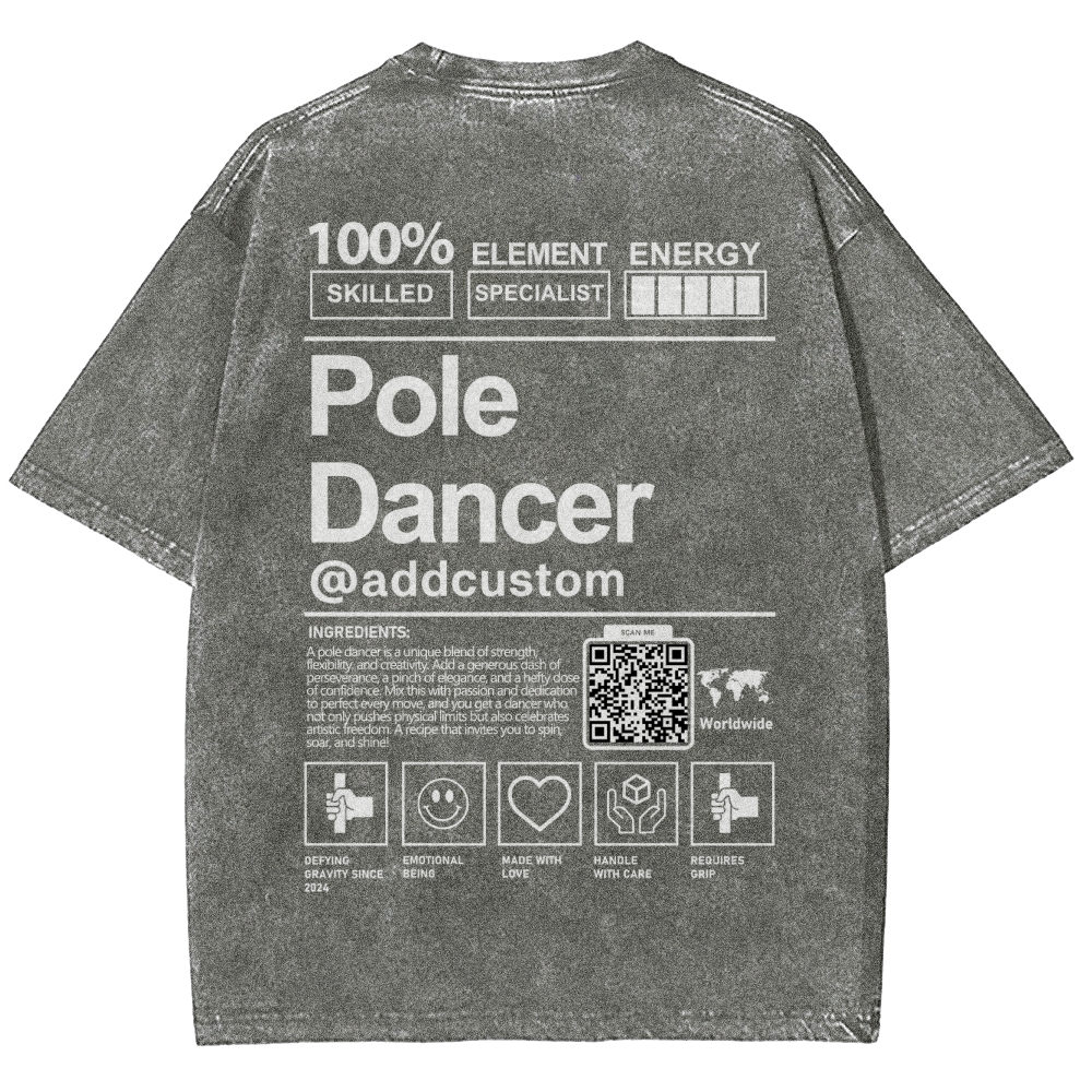 Pole Dancer Addcustom QR Code Unisex Fit Washed T-Shirt Customscool