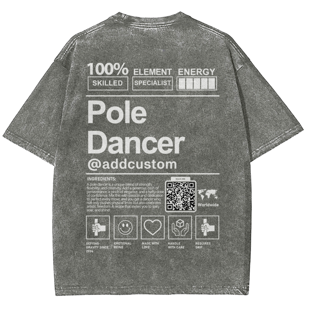 Pole Dancer Addcustom QR Code Unisex Fit Washed T-Shirt Customscool