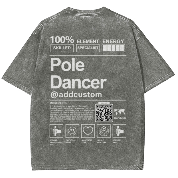 Pole Dancer Addcustom QR Code Unisex Fit Washed T-Shirt Customscool