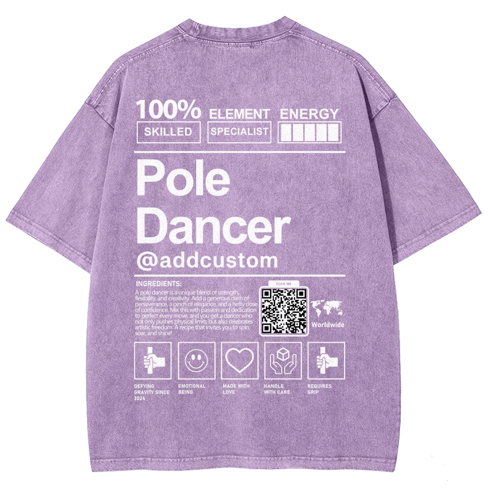Pole Dancer Addcustom QR Code Unisex Fit Washed T-Shirt Customscool