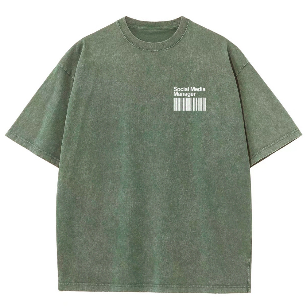 Social Media Manager Addcustom QR Code Unisex Fit Washed T-Shirt Customscool