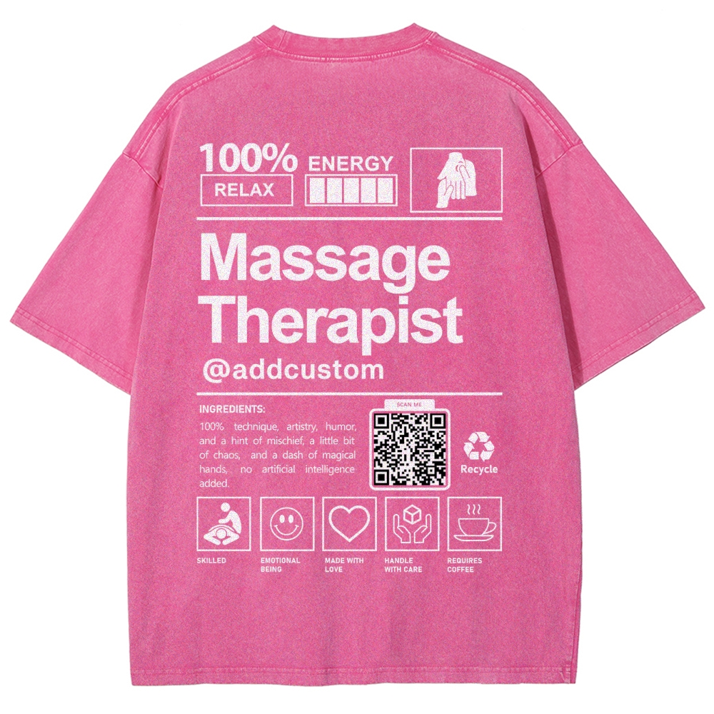 Massage Therapist Addcustom QR Code Unisex Fit Washed T-Shirt Customscool