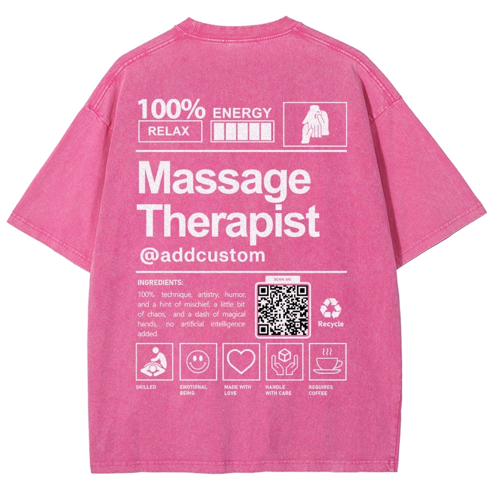 Massage Therapist Addcustom QR Code Unisex Fit Washed T-Shirt Customscool