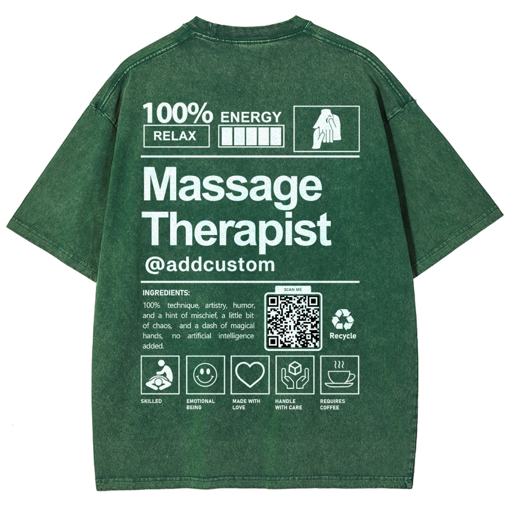 Massage Therapist Addcustom QR Code Unisex Fit Washed T-Shirt Customscool
