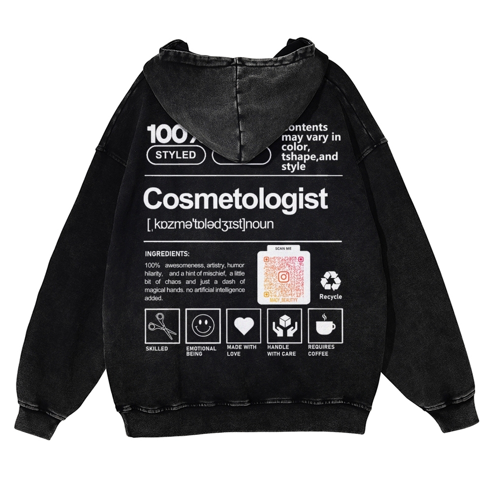 Cosmetologist Casual Washed Hoodie Customscool