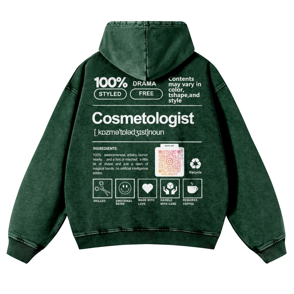 Cosmetologist Casual Washed Hoodie Customscool