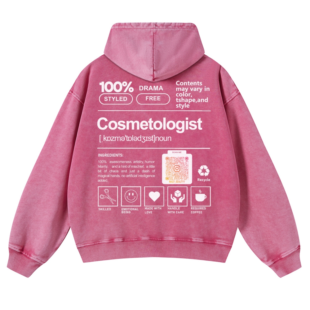Cosmetologist Casual Washed Hoodie Customscool