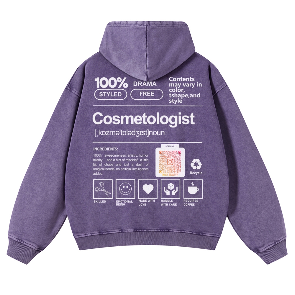 Cosmetologist Casual Washed Hoodie Customscool