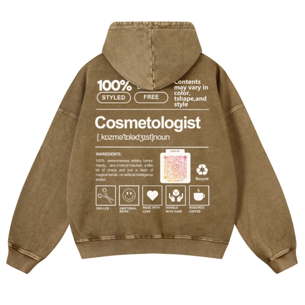 Cosmetologist Casual Washed Hoodie Customscool