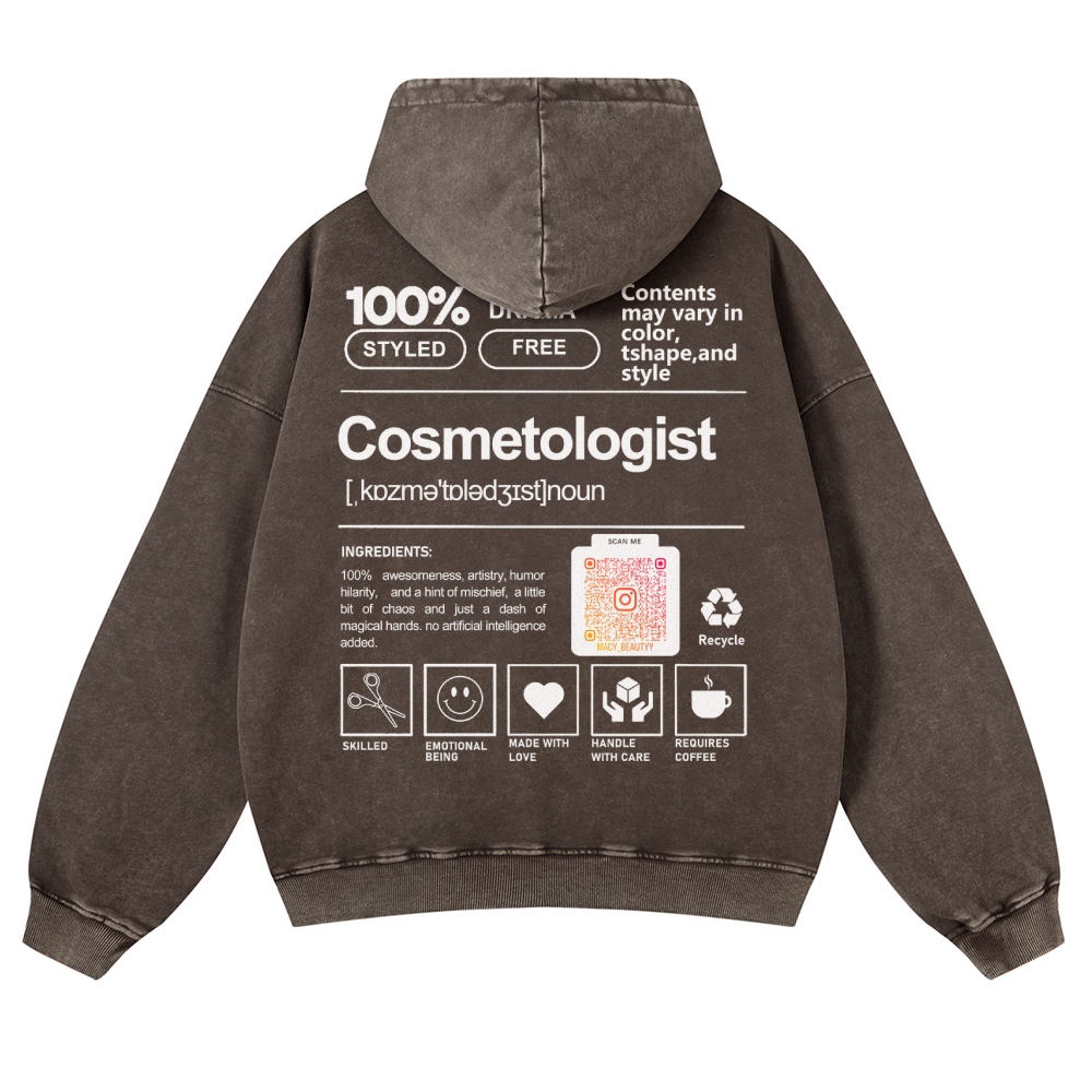 Cosmetologist Casual Washed Hoodie Customscool