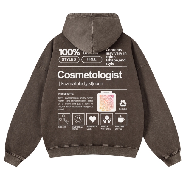 Cosmetologist Casual Washed Hoodie Customscool