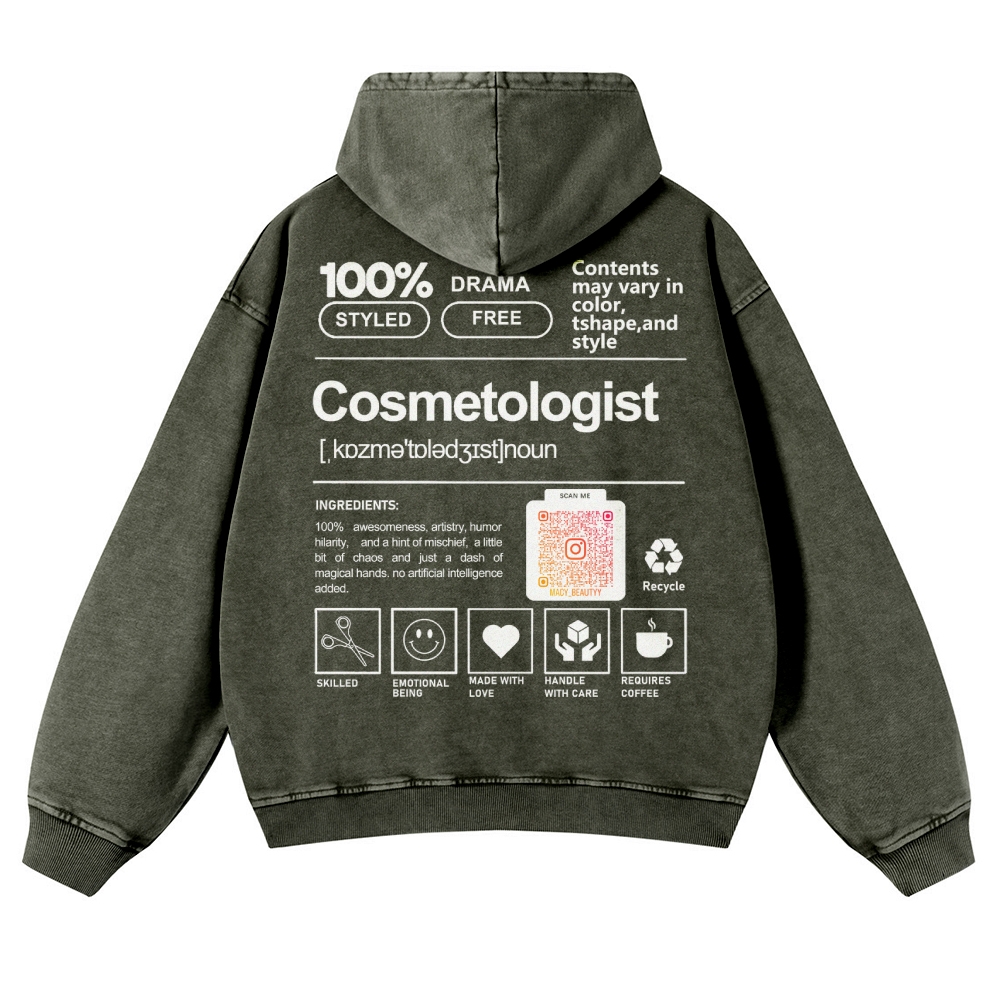 Cosmetologist Casual Washed Hoodie Customscool