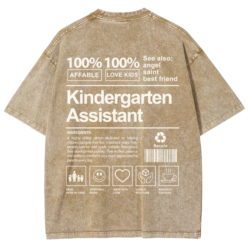 Kindergarten Assistant Unisex Fit Washed T-Shirt