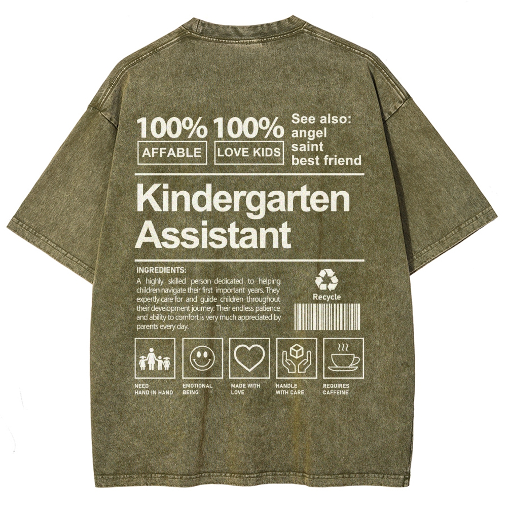 Kindergarten Assistant Unisex Fit Washed T-Shirt