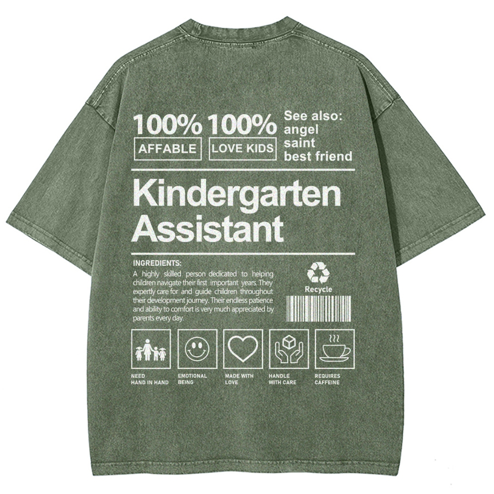 Kindergarten Assistant Unisex Fit Washed T-Shirt