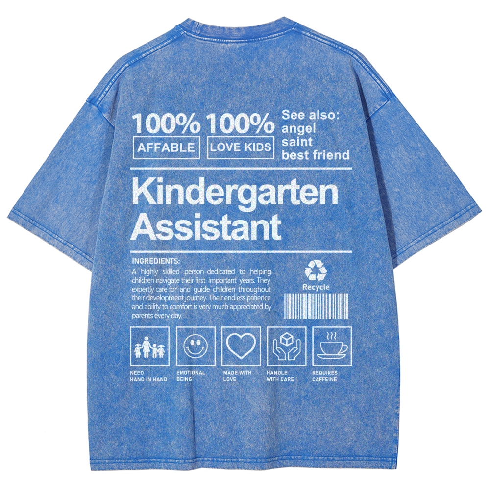 Kindergarten Assistant Unisex Fit Washed T-Shirt
