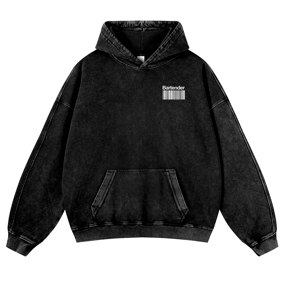 Bartender Addcustom QR Code Casual Washed Hoodie Customscool