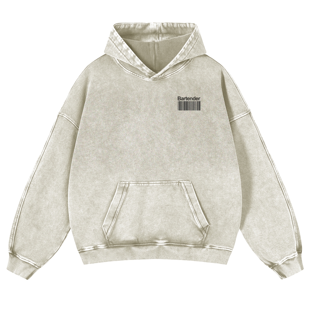 Bartender Addcustom QR Code Casual Washed Hoodie Customscool