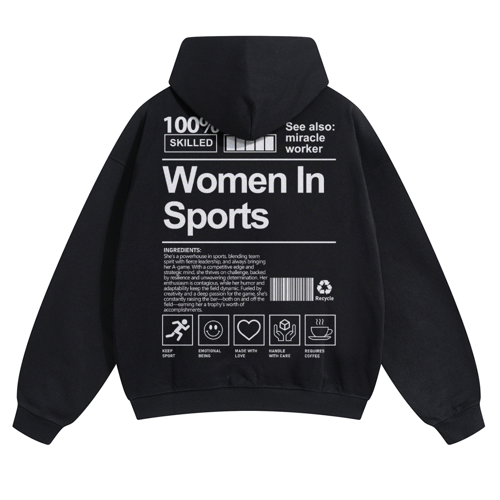 Women In Sports Solid Color Hoodie Customscool