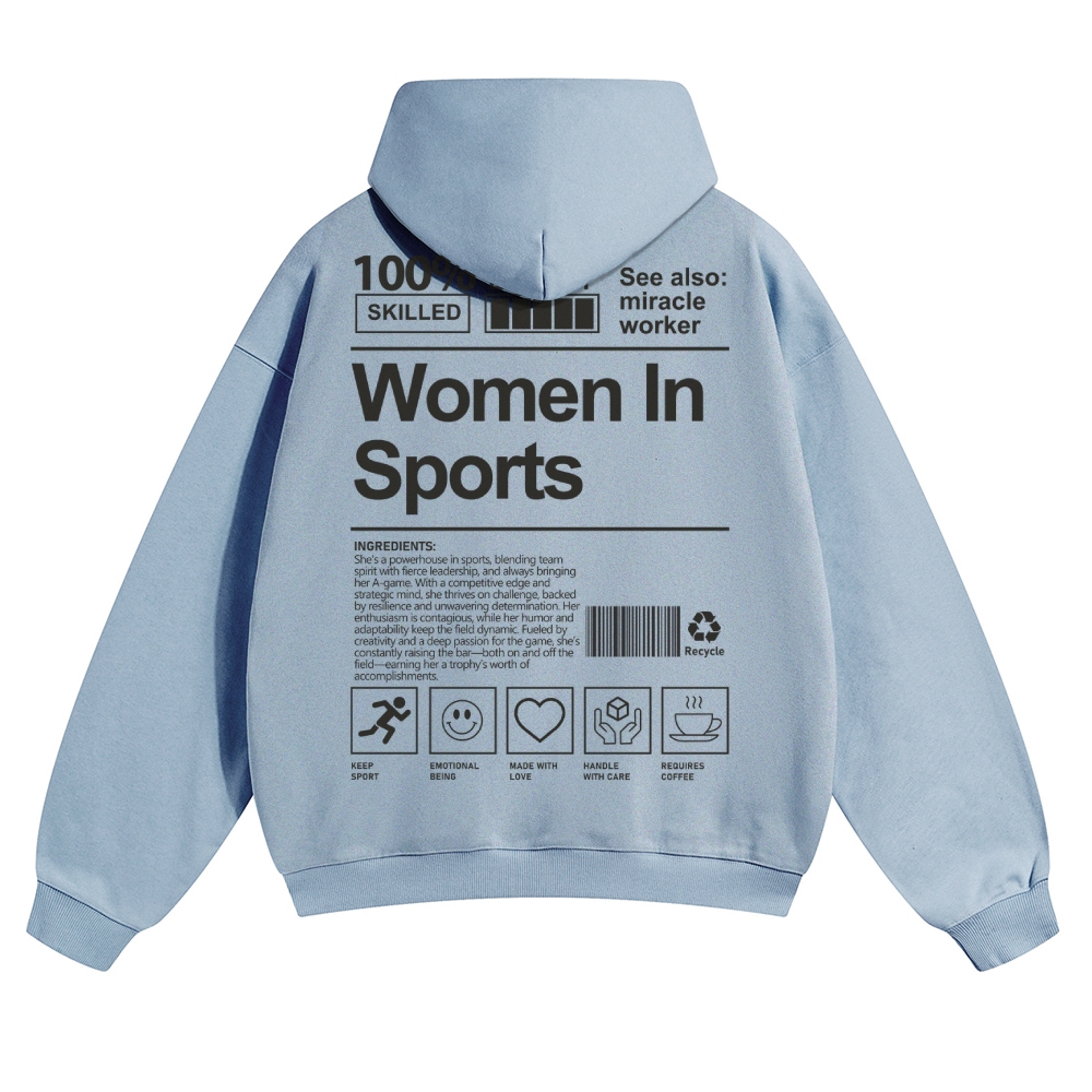 Women In Sports Solid Color Hoodie Customscool