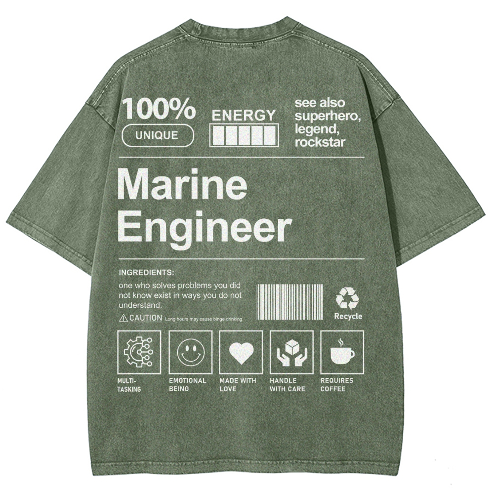 marine engineer Unisex Fit Washed T-Shirt Customscool