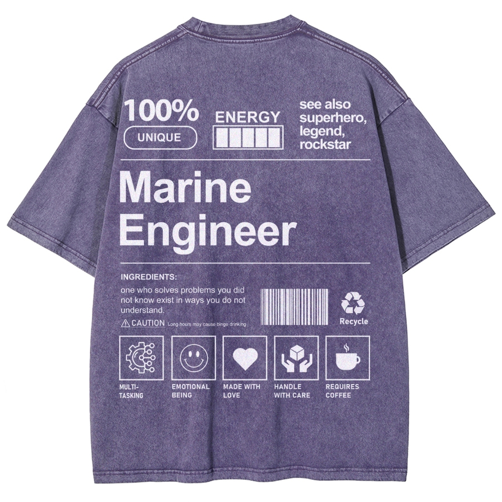 marine engineer Unisex Fit Washed T-Shirt Customscool