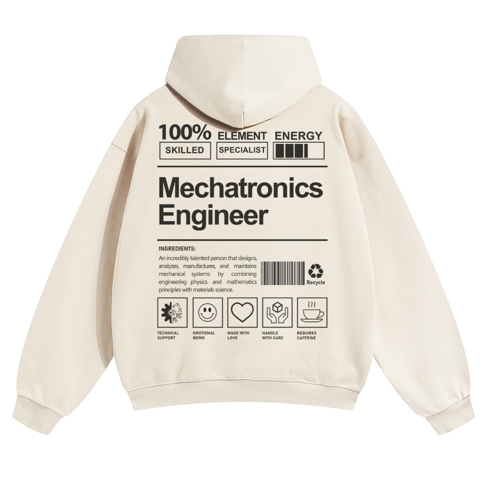Mechatronics Engineer Solid Color Hoodie Customscool