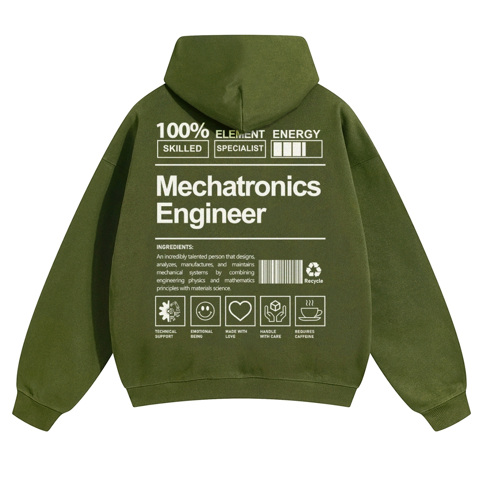 Mechatronics Engineer Solid Color Hoodie Customscool