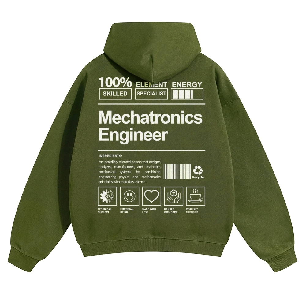 Mechatronics Engineer Solid Color Hoodie Customscool