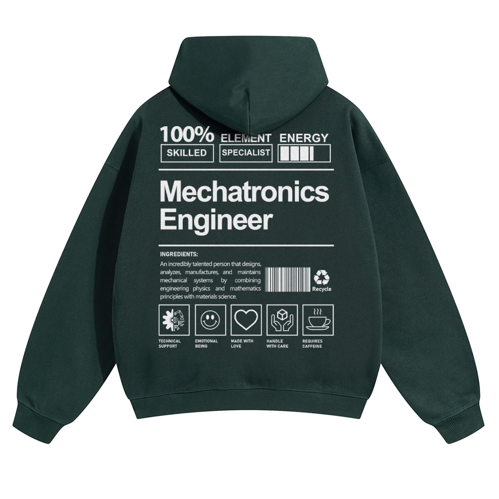 Mechatronics Engineer Solid Color Hoodie Customscool