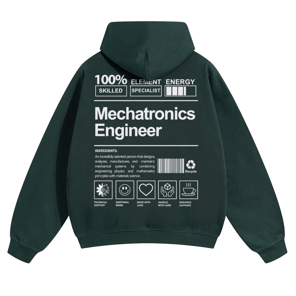 Mechatronics Engineer Solid Color Hoodie Customscool