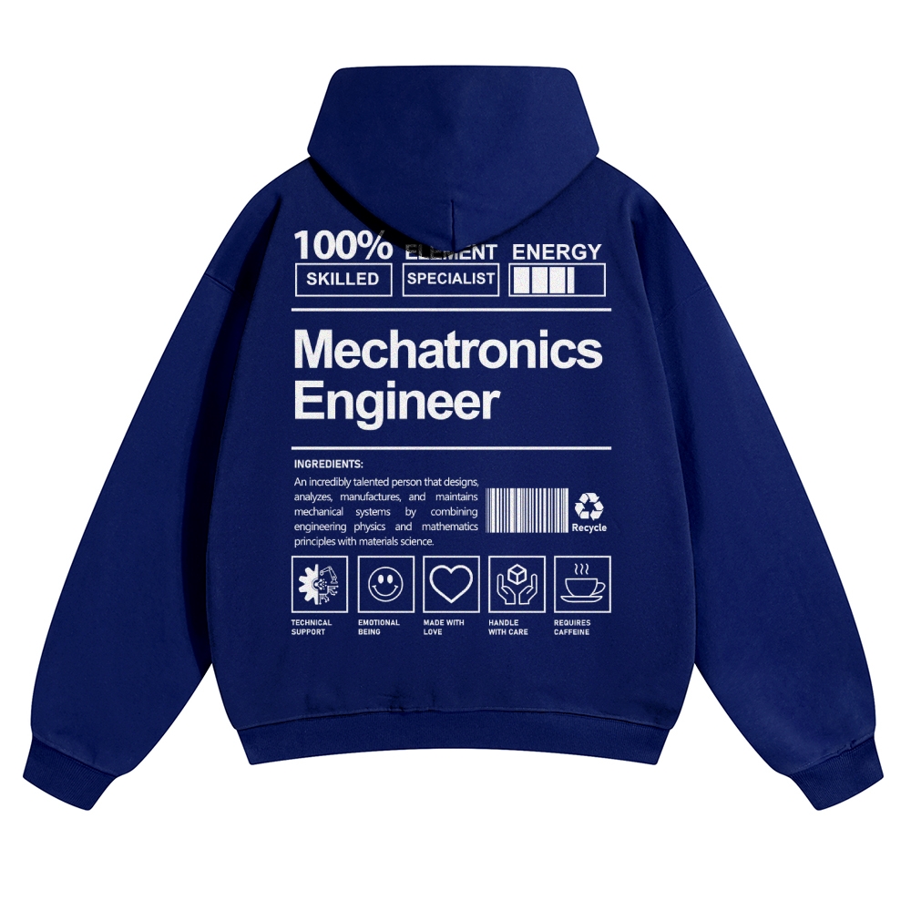 Mechatronics Engineer Solid Color Hoodie Customscool